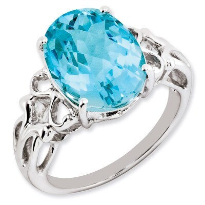 Blue Topaz Ring Sterling Silver QR2959BT, MPN: QR2959BT, 883957620640