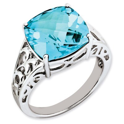Blue Topaz Ring Sterling Silver QR2943BT, MPN: QR2943BT, 883957360393