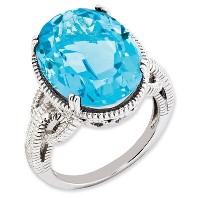 Blue Topaz Ring Sterling Silver QR2954BT, MPN: QR2954BT, 886774198385
