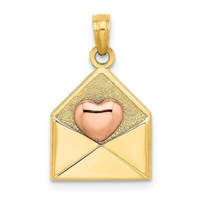3-D Xoxo Envelope Heart Charm 14k Rose &amp; Yellow Gold K9238, MPN: K9238, 637218086511