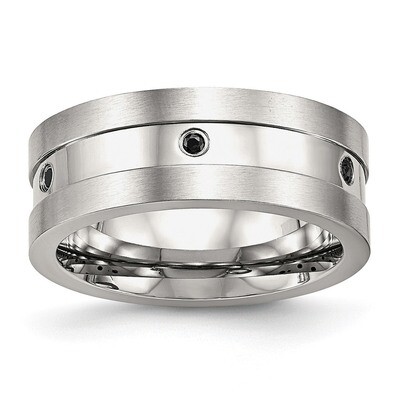 Black CZ Diamond Ring Stainless Steel Brushed Polished SR588, MPN: SR588, 191101557781