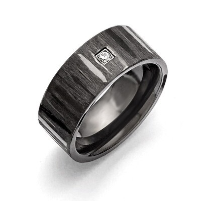 Brushed Polished Black IP-plated with Synthetic Diamond Ring - Stainless Steel SR377 by Chisel, MPN…