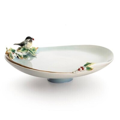 Franz Porcelain Holiday Beginnings Chickadee Cake Plate FZ01502, MPN: FZ01502,