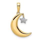 White Rhodium Moon with Dangle Star Pendant 14k Gold M2962, MPN: M2962, 196904073513