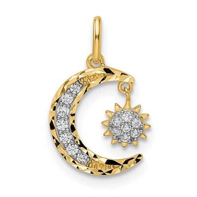 CZ Diamond Diamond-Cut Moon and Star Pendant 14k Gold YC1465, MPN: YC1465, 716838359776