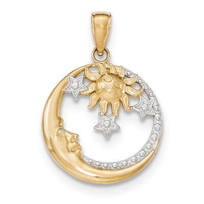Diamond-cut Moon, Stars, Sun Pendant 14k Gold M2867, MPN: M2867, 637218163809