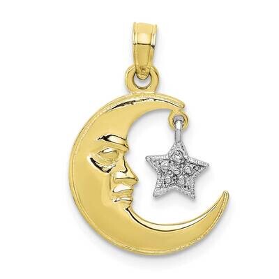 Polished Open-Backed Half Moon Star Pendant 10k Two-Tone Gold  10K955, MPN: 10K955,