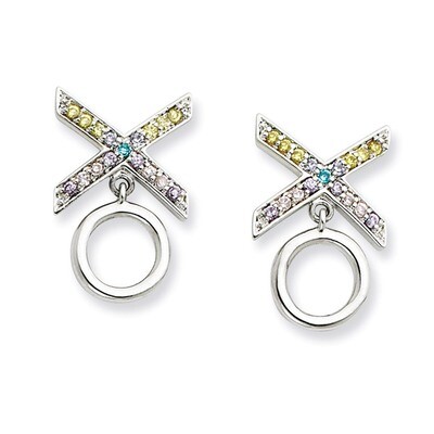 CZ Love and Kisses Earrings Sterling Silver QSX338