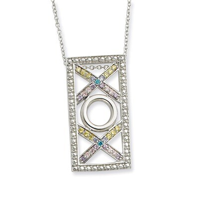 CZ Love and Kisses 18 Inch Necklace Sterling Silver QSX339