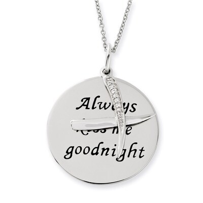 Diamond Always Kiss Me Goodnight 18 Inch Necklace Sterling Silver Antiqued QSX518, MPN: QSX518, 886…