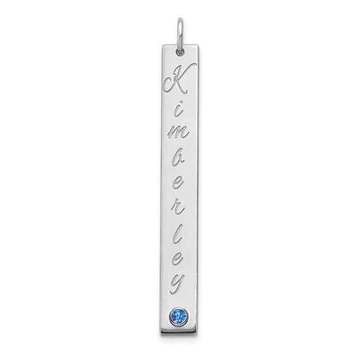 Large Vertical Bar Charm with Birthstone Sterling Silver XNA1096SS, MPN: XNA1096SS, 191101989049