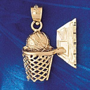 Dazzlers Jewelry Basketball Ball and Board Pendant Necklace Charm Bracelet in Yellow, White or Rose…