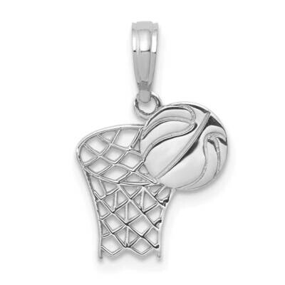Basketball Hoop and Ball Pendant 10k White Gold 10C3777W, MPN: 10C3777W,