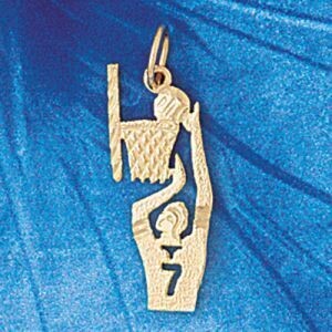 Dazzlers Jewelry Basketball Player Pendant Necklace Charm Bracelet in Yellow, White or Rose Gold 32…