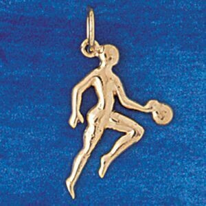 Dazzlers Jewelry Basketball Player Pendant Necklace Charm Bracelet in Yellow, White or Rose Gold 32…