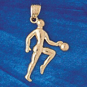 Dazzlers Jewelry Basketball Player Pendant Necklace Charm Bracelet in Yellow, White or Rose Gold 32…