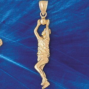 Dazzlers Jewelry Basketball Player Pendant Necklace Charm Bracelet in Yellow, White or Rose Gold 32…