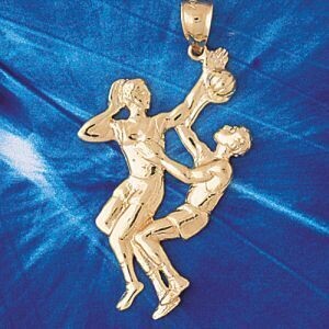 Dazzlers Jewelry Basketball Player Pendant Necklace Charm Bracelet in Yellow, White or Rose Gold 32…