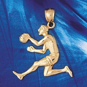Dazzlers Jewelry Basketball Player Pendant Necklace Charm Bracelet in Yellow, White or Rose Gold 32…
