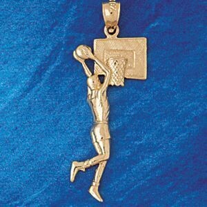 Dazzlers Jewelry Basketball Player Pendant Necklace Charm Bracelet in Yellow, White or Rose Gold 32…