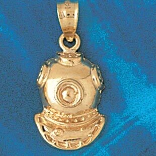 Dazzlers Jewelry Scuba Diving Diver Hat Pendant Necklace Charm Bracelet in Yellow, White or Rose Go…