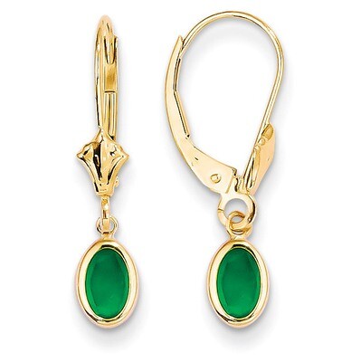 6x4 Oval Bezel May/Emerald Leverback Earrings 14k Gold XBE101, MPN: XBE101, 883957086392