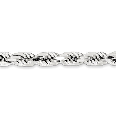 22 Inch 6.75mm Diamond-cut Rope Chain Sterling Silver QDC170-22, MPN: QDC170-22, 886774412153
