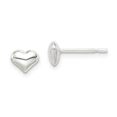 Polished Heart Post Earrings Sterling Silver QE11764, MPN: QE11764, 191101229015