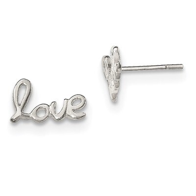 Love Post Earrings Sterling Silver Polished QE11757, MPN: QE11757, 191101231575