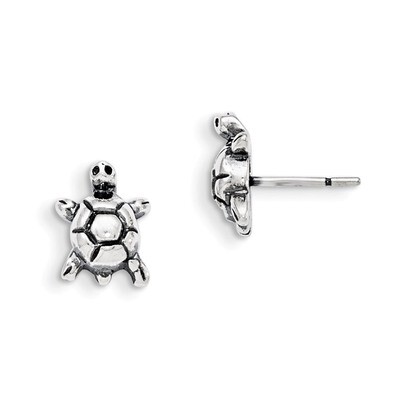 Antique Turtle Post Earrings Sterling Silver QE8667, MPN: QE8667, 886774558288