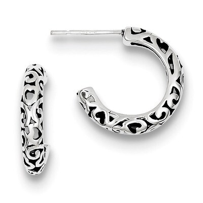 Antique Post Hoop Earrings Sterling Silver QE8597, MPN: QE8597, 883957460772