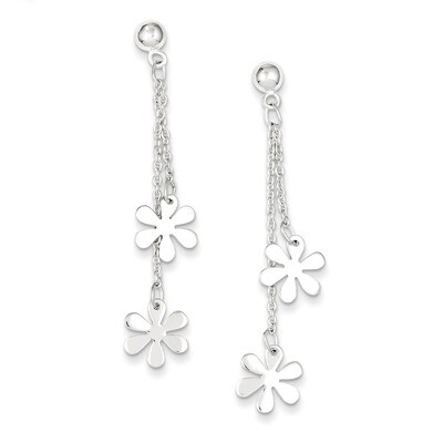 Flower Dangle Post Earring Sterling Silver QE4097, MPN: QE4097, 883957928821