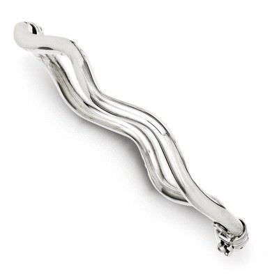 Wavy Hinged Bangle Sterling Silver Polished QB681, MPN: QB681, 886774748788