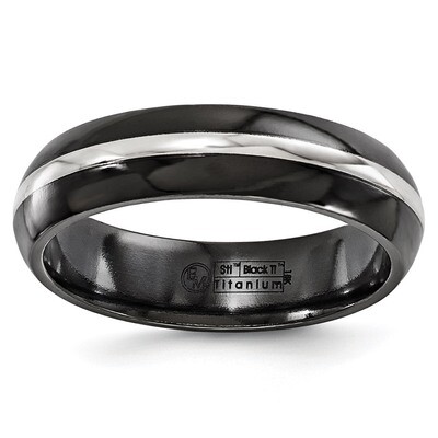 Edward Mirell Black Titanium and 14k Gold Domed 6mm Band EMR207 by Edward Mirell, MPN: EMR207, 8867…