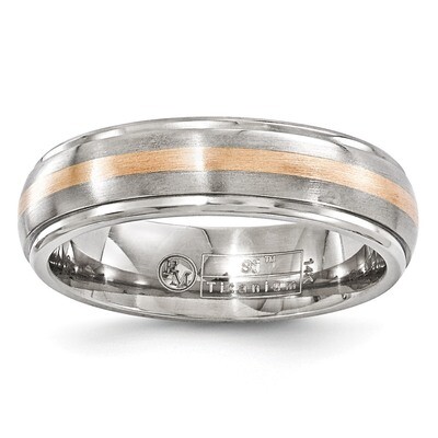 Edward Mirell Titanium &amp; 14k Rose Gold Brushed &amp; Polished 6mm Band EMR206 by Edward Mirell, MPN: EM…