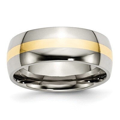 Inlay 8mm Polished Band Titanium 14k Yellow Gold TB224 by Chisel, MPN: TB224, 883957799797