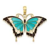 Aqua Enameled Butterfly Pendant 10k Gold 10K4229, MPN: 10K4229,