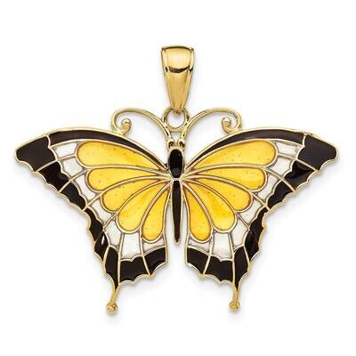 Yellow Enameled Butterfly Pendant 10k Gold 10K4233, MPN: 10K4233,