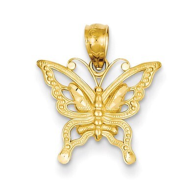 Butterfly Pendant 14k Gold Diamond-cut YC966, MPN: YC966, 886774072685