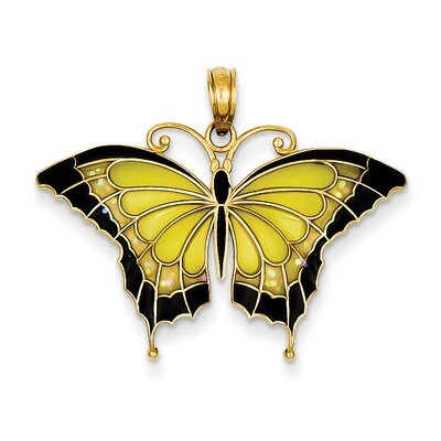 Yellow Acrylic Wings Butterfly Pendant 14k Gold K4233, MPN: K4233, 637218145126