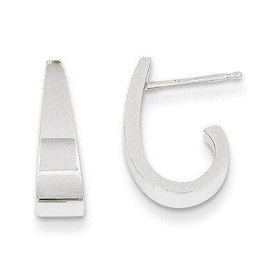 Polished J-Hoop Post Earrings 14k White Gold XWE198, MPN: XWE198, 730703614470