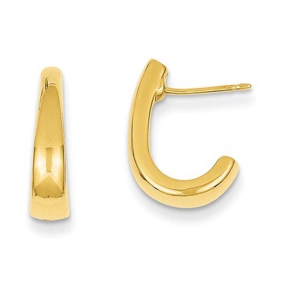 J Hoop Post Earrings 14k Gold Polished XY984, MPN: XY984, 191101545627