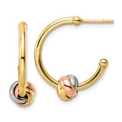 Knot J-Hoop Earrings 14k Tri-Color Gold TF2012, MPN: TF2012, 716838359707