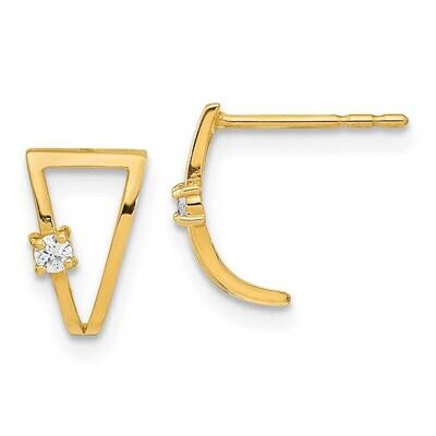 CZ Diamond J-Hoop Post Earrings 14k Gold Polished YE1971, MPN: YE1971, 191101799266