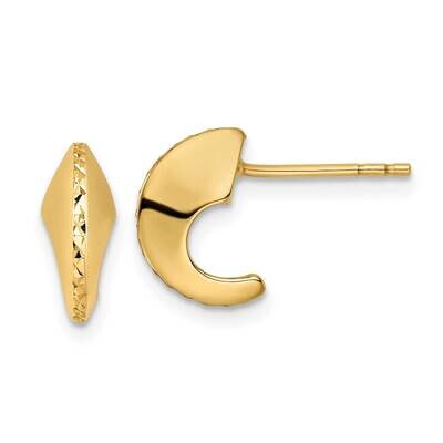 Diamond-Cut Knife Edge J-Hoop Post Earrings 14k Gold Polished TL1172, MPN: TL1172, 191101801471