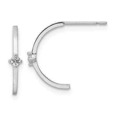 CZ Diamond J Hoop Post Earrings 14k White Gold YE2000, MPN: YE2000, 191101798993