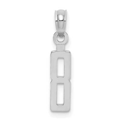 Number 8 Block Charm 10k White Gold 10NUW08, MPN: 10NUW08,