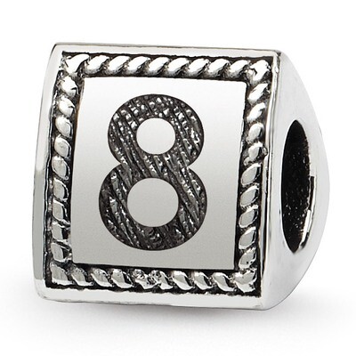 Number 8 Triangle Block Bead - Sterling Silver QRS1429N8, MPN: QRS1429N8, 883957304724