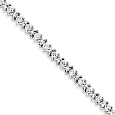 X Bracelet Sterling Silver Diamond QDX1107, MPN: QDX1107, 883957432878
