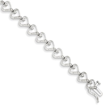 Heart Bracelet Sterling Silver Diamond QDX1018, MPN: QDX1018, 883957488905